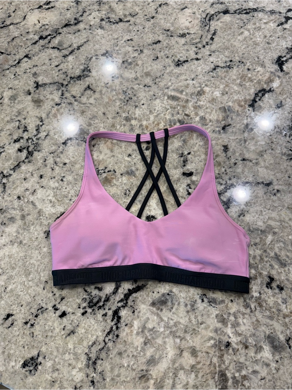 Under Armour Pink Bralette with Black Crisscross Straps